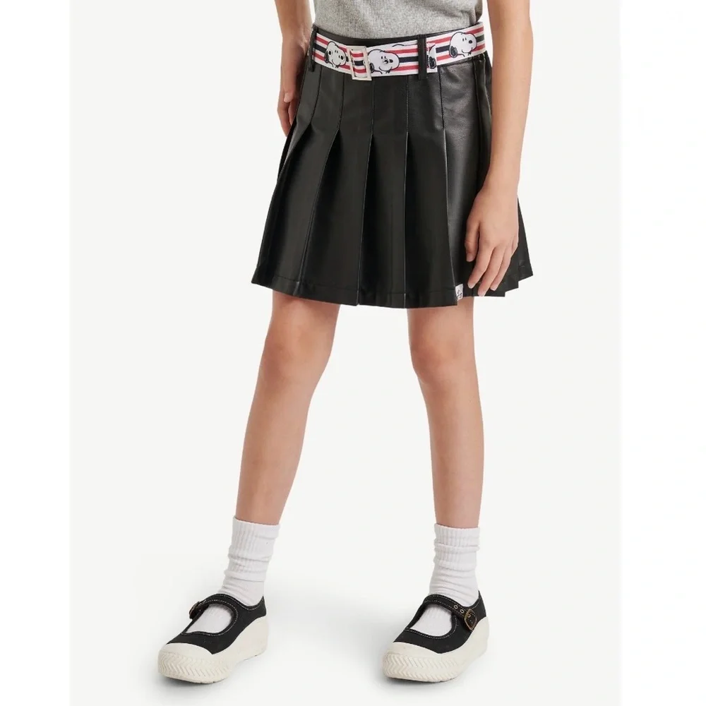 Girls Justice x Snoopy Pleated Faux Leather Skirt Size XLP